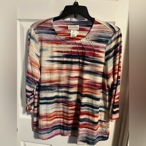 Alfred Dunner Women's Vibrant 3/4 length Sleeve Top